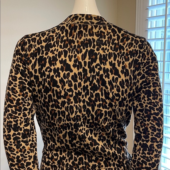Tory Burch Classic Animal Print Cardigan Sweater w/TB Embellished Buttons Wool S - Picture 7 of 13